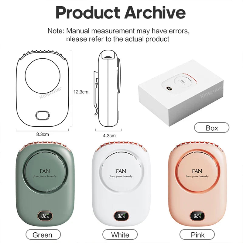 VENTIWISE Mini Fan | 3-Speed Turbo | LED Display & Battery 2000 mAh | Compact & Rechargeable