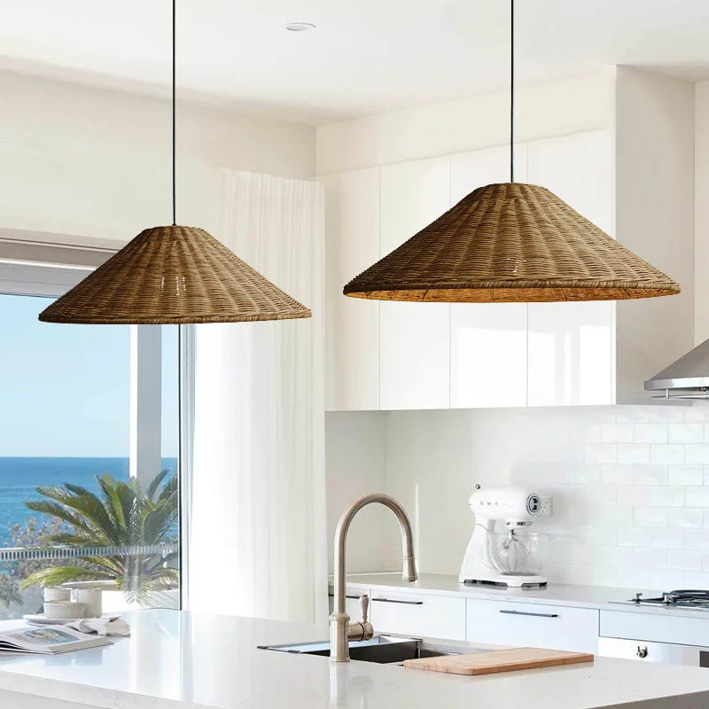Scandinavian LED Pendant Lamp Made of Bamboo