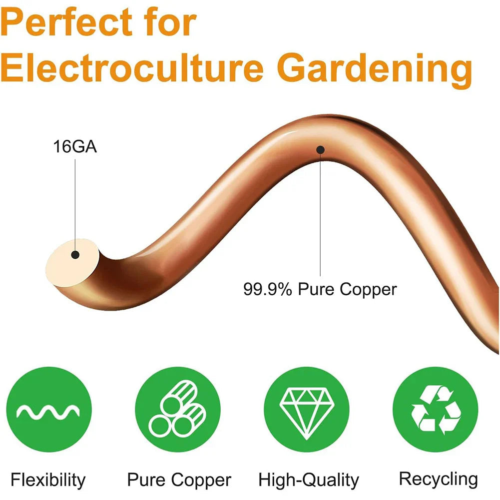 VerdoraFlux Electroculture Plant Antennas | Copper Growth Rods for Garden & Potted Plants | Promoting Plant Growth Without Fertilizer
