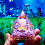 Orgonite Pyramid with Amethyst Pendulum – Energy, Protection and Decoration