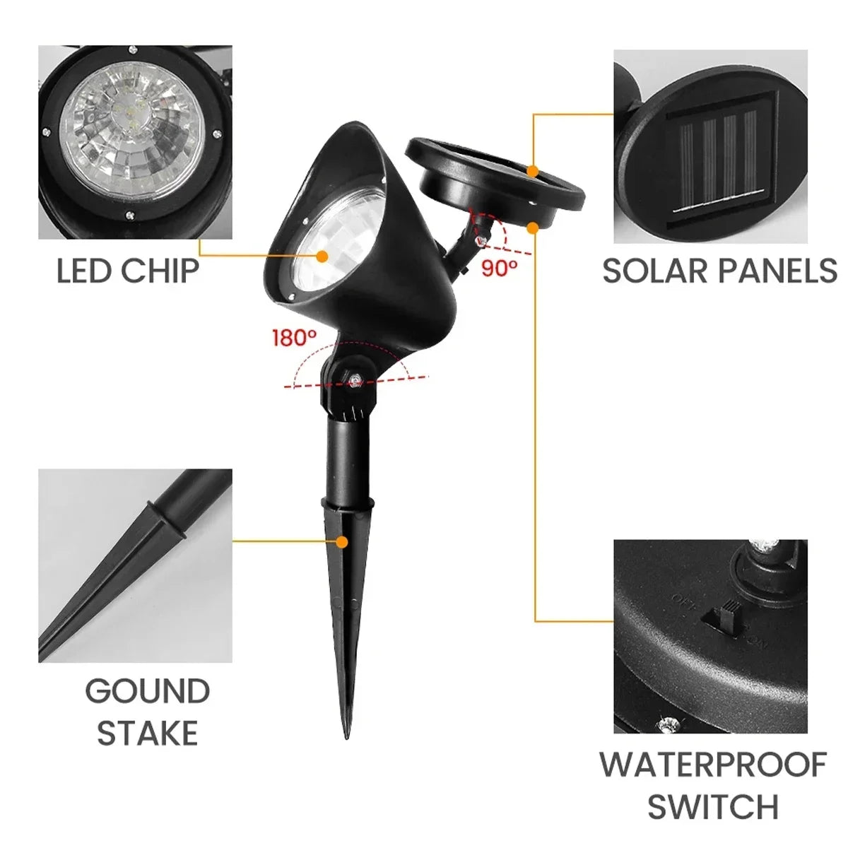 Solar-spotlight LumiFokus | LED garden spotlight | IP65 waterproof | For trees, paths & landscape lighting