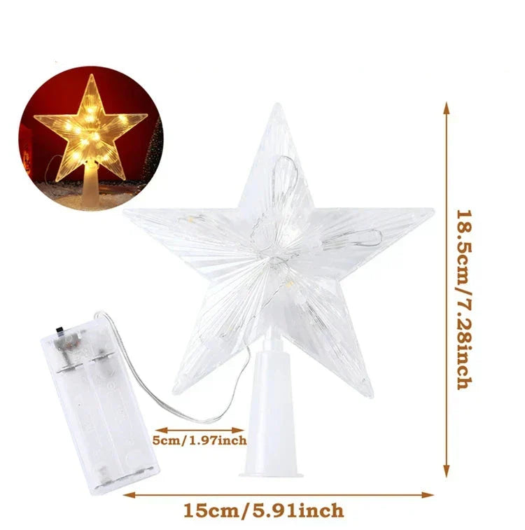 Bright Christmas Star – LED Illuminated Tree Topper for Christmas Tree, Sparkling Christmas Decoration for Festive Lighting and Elegant Decor