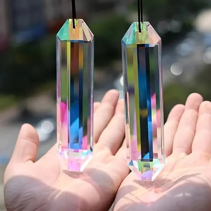 Lichtara Sun Catcher Crystal Pendant Set | 2 Pieces Rainbow Prism for Windows & Garden | Decoration for Home & Outdoor