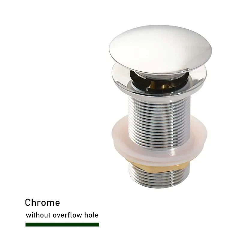 Drain screw with push-down popup – brass | 11 colors | With or without overflow
