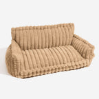 Joint-friendly dog cushion with headrest & plush cover