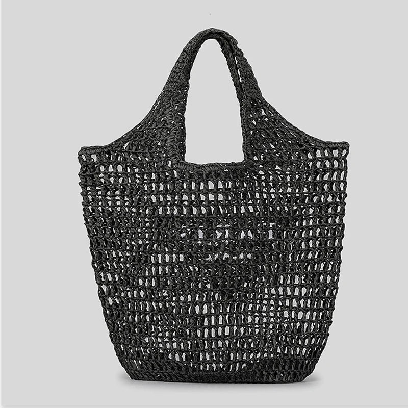 Net straw crochet beach bag