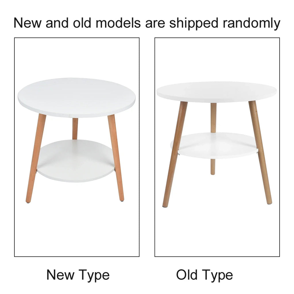 White Side Table with 2 Layers and Storage Space for the Living Room