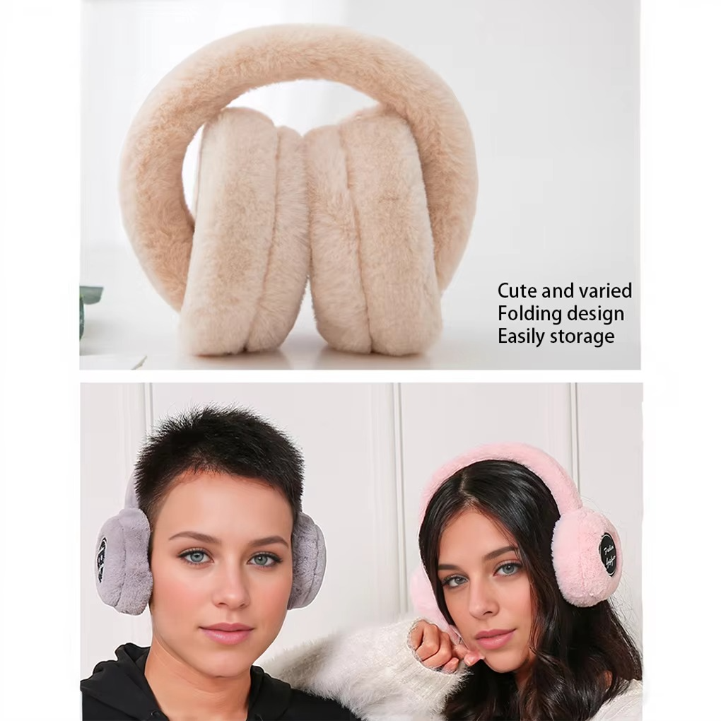 Wireless Plush Earphones with Bluetooth 5.2 and Warm Fur Design