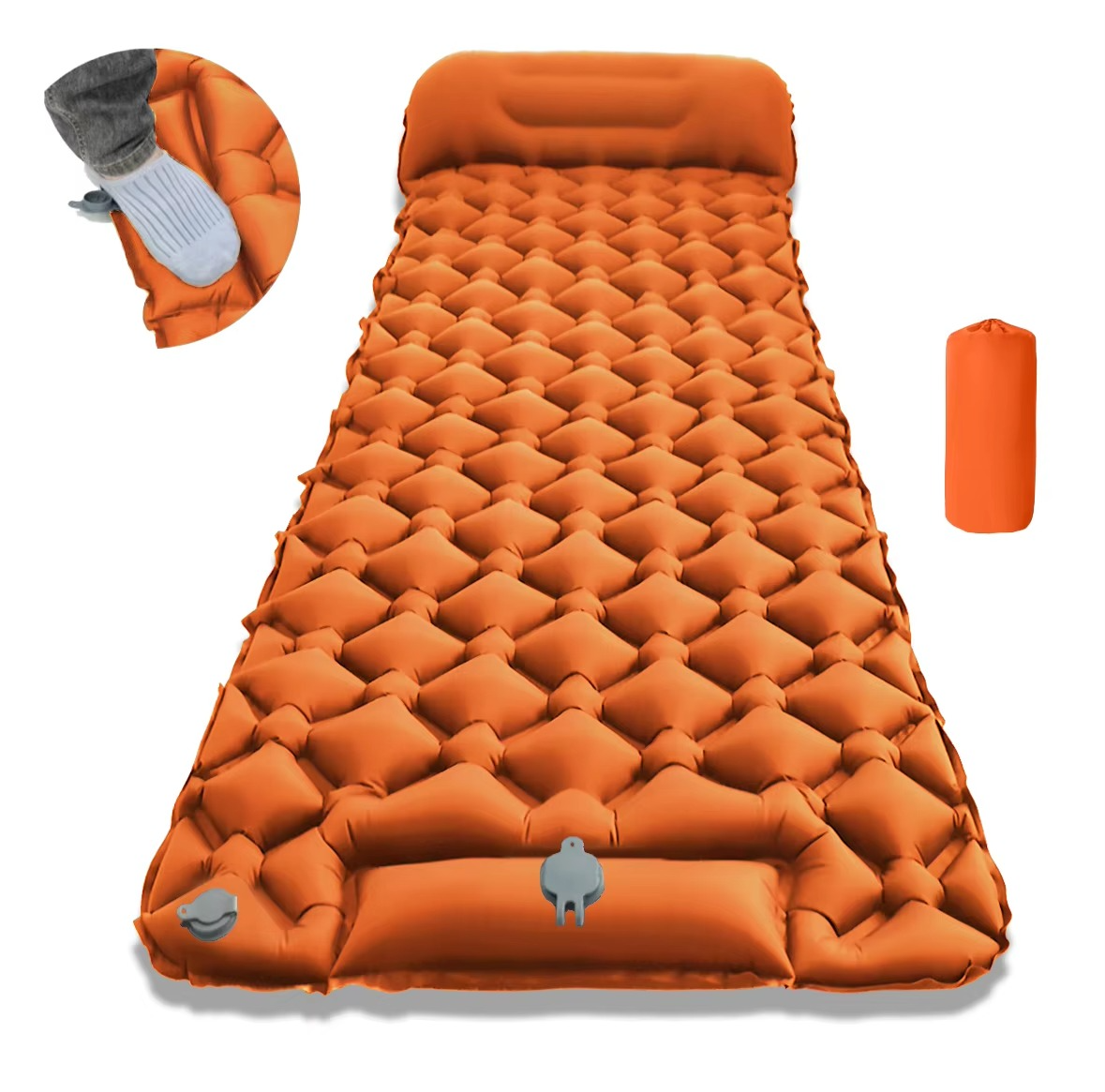 Ultra-Comfort Inflatable Camping Mattress with Integrated Pillow and Pump