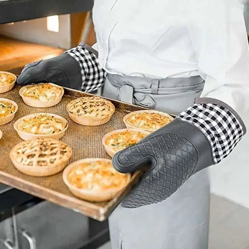 ThermoGrip Silicone Kitchen Glove | Heat Resistant up to 250 °C | Non-Slip & Extended | Anti-Scald Protection for Oven & Grill