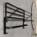EasyTowel Foldable Towel Rack – Space-Saving & Stylish Black Wall-Mounted Bathroom Rack
