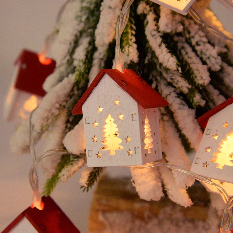 LED Christmas Houses Made of Wood with Festive Lighting