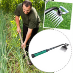 Dual-Purpose 8-Tooth Manganese Steel Hoe with Non-Slip Rubber Handle for Weeding, Digging, and Soil Loosening