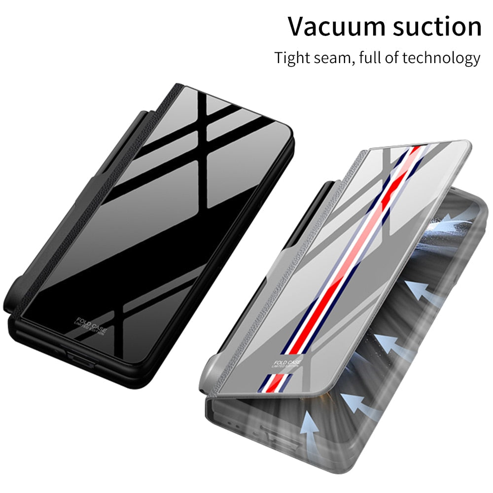 Shockproof Armor Case Glass Cover Stand Insert Card Leather Case for Samsung Galaxy Z Fold 5/4