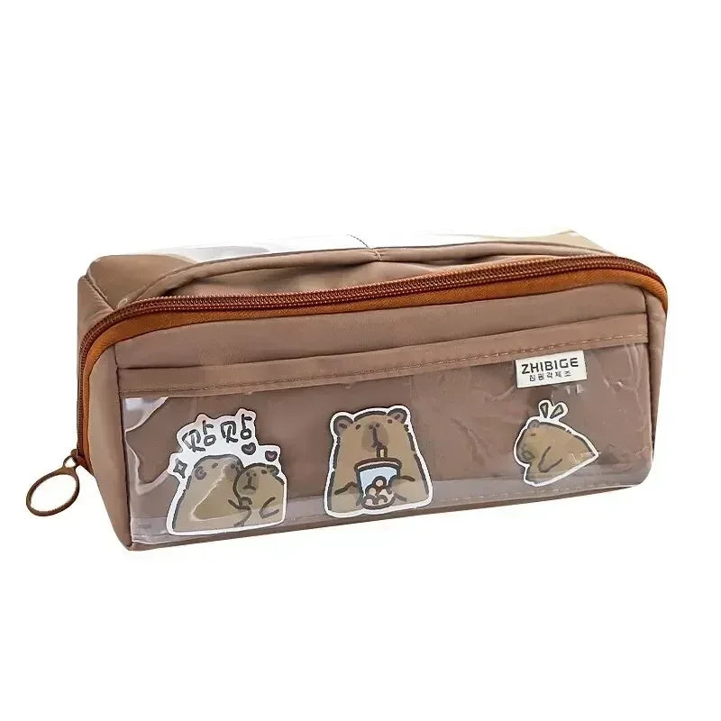 Pencil case KIDZORA CrystalBag | Transparent & Versatile | 10-pocket design | Large capacity for school & leisure