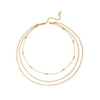 18k Dainty Triple Satellite Necklace Stack