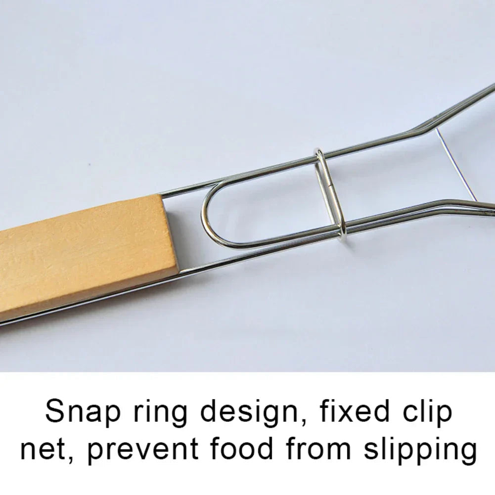 GrillFold FlexClip | Non-stick & Compact | With Wooden Handle | For Fish & Vegetables