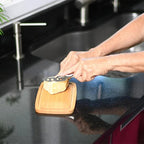 Rectangular cheese and butter dish with bamboo board