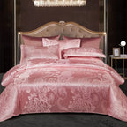 Satin Rayon Jacquard Duvet Cover Set 264x229cm – Luxury Summer Bedding for Comfortable Sleep & Home Décor