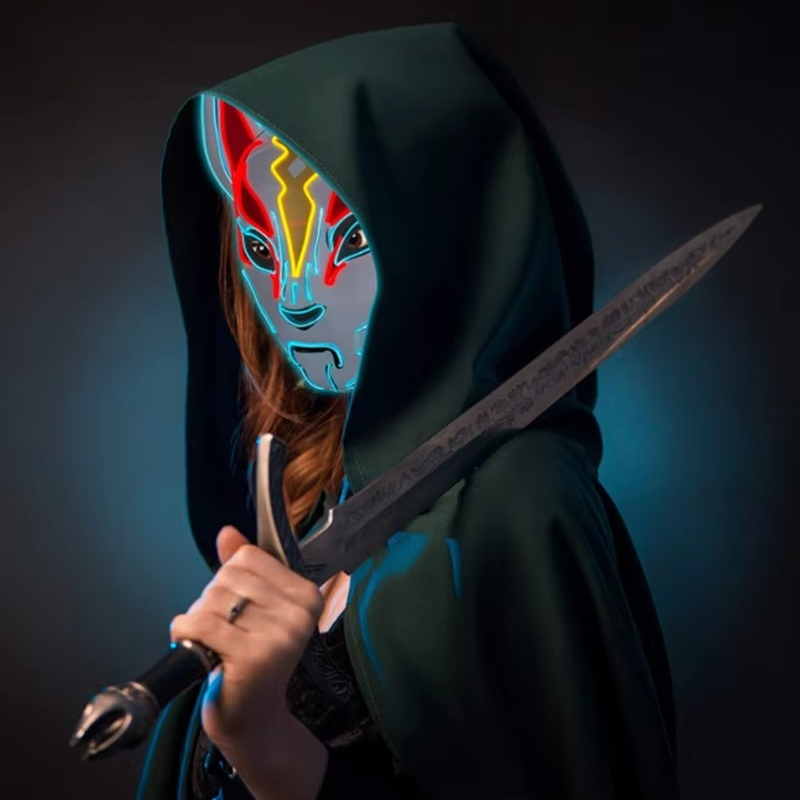Luminous LED Full Face Fox Mask for Halloween & Cosplay
