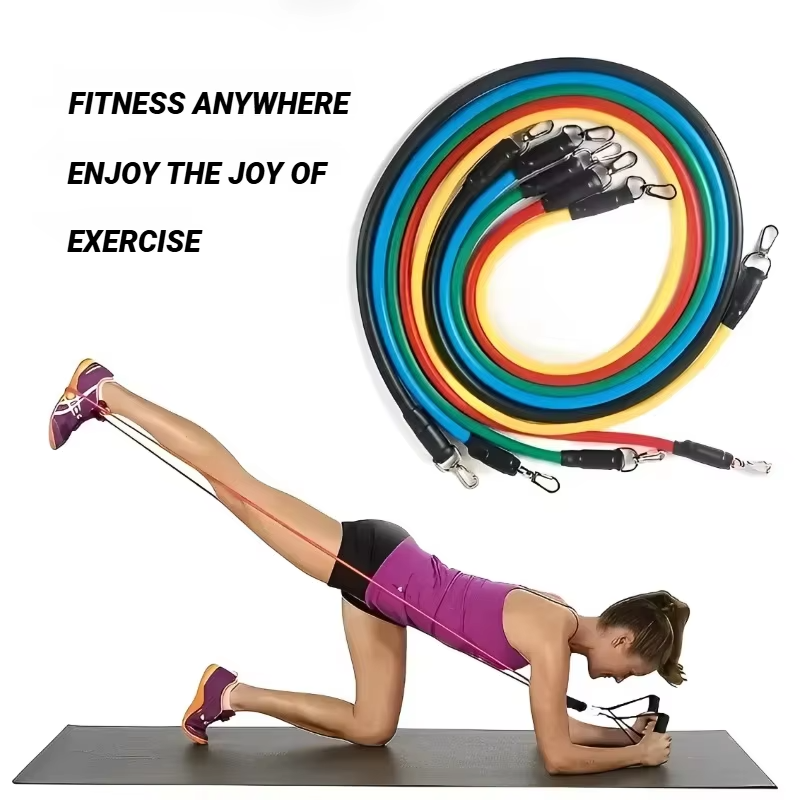 Complete Resistance Band Fitness Set with Handles and Ankle Straps