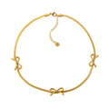 18k Feminine Bow Herringbone & Dainty Pearl Necklace