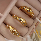 Gold Diamond Embedded Ring