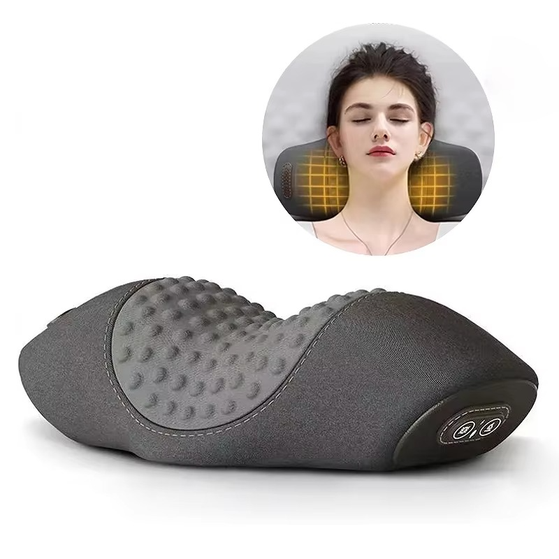 Rechargeable Heated Neck Massage Pillow with Cervical Support and Vibration