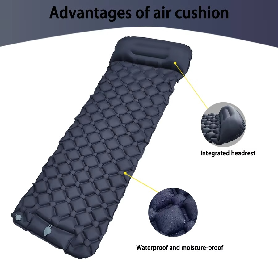 Ultra-Comfort Inflatable Camping Mattress with Integrated Pillow and Pump