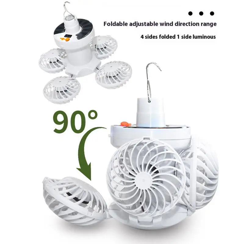 Ventolux Solar Camping Lamp with Fan | Foldable & Portable | 3 Wind Levels & LED Lighting | For Tent, Terrace & Outdoor