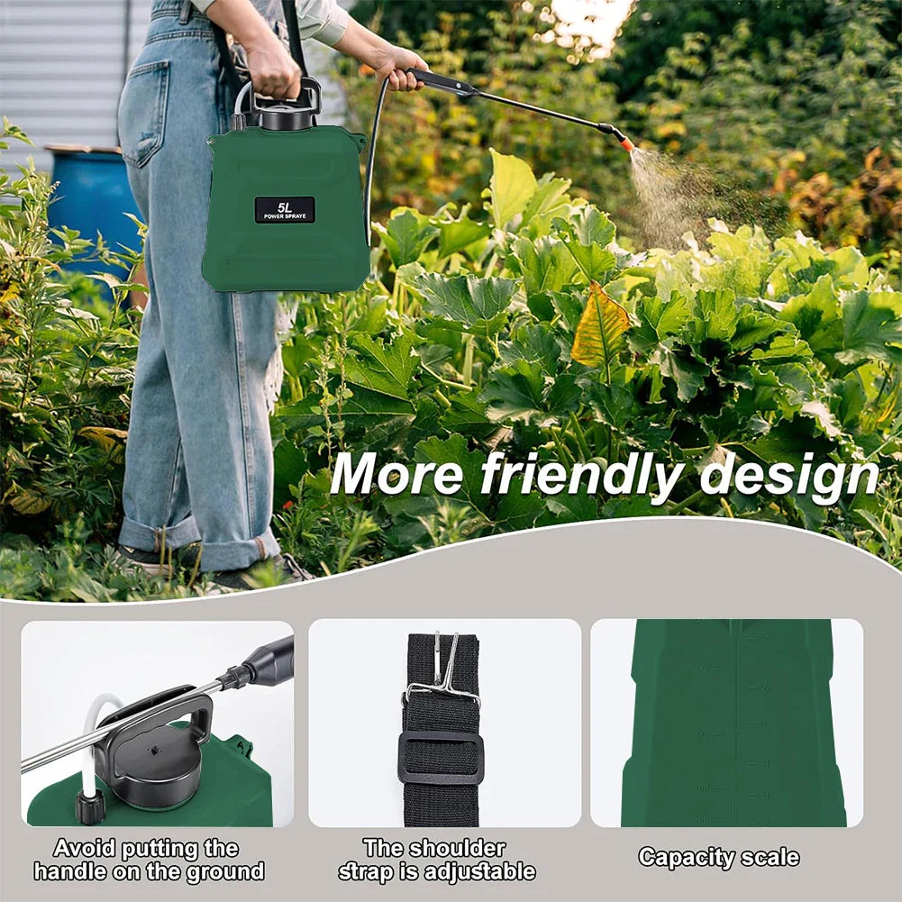 SPRAYMATE Pro Battery Pressure Sprayer | 5 L Shoulder Spray Bottle | USB Charging & Adjustable Nozzle | For Garden, Cleaning & Weed Control