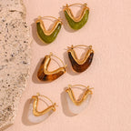 18k Classy V Hoop Earrings