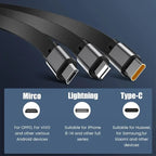 TriConnect charging cable | 3-in-1 & retractable | 100W fast charging | for iPhone & Android
