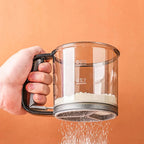 Bakina Flour Sieve semi-automatic | Double sieve with squeeze handle | Fine mesh for baking & powdered sugar | Set of 2