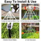 CreepyWeb XXL Spider Web | Triangular | 5 m | Fluffy Halloween Decoration for Garden & Home