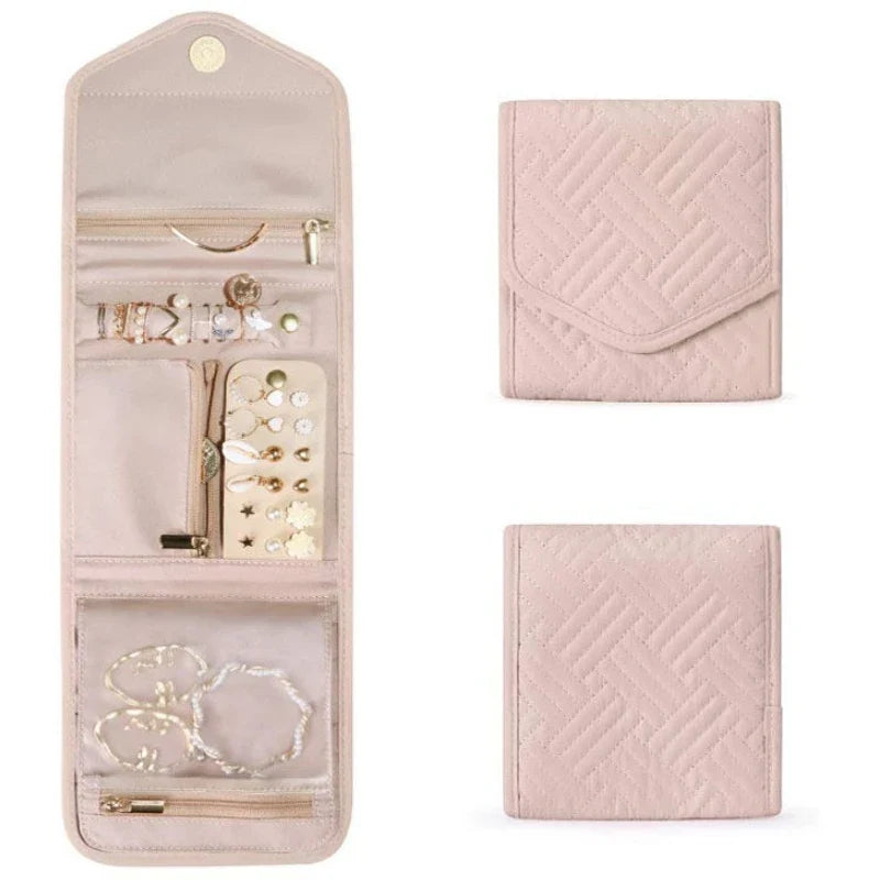 Jewelry bag Velmora Roll | Foldable & Space-saving | For Travel & Home | Velvet look in 3 colors