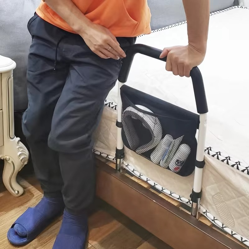 Adjustable Assistive Bed Rail for Seniors, No-Drill Safety Handle for Fall Prevention