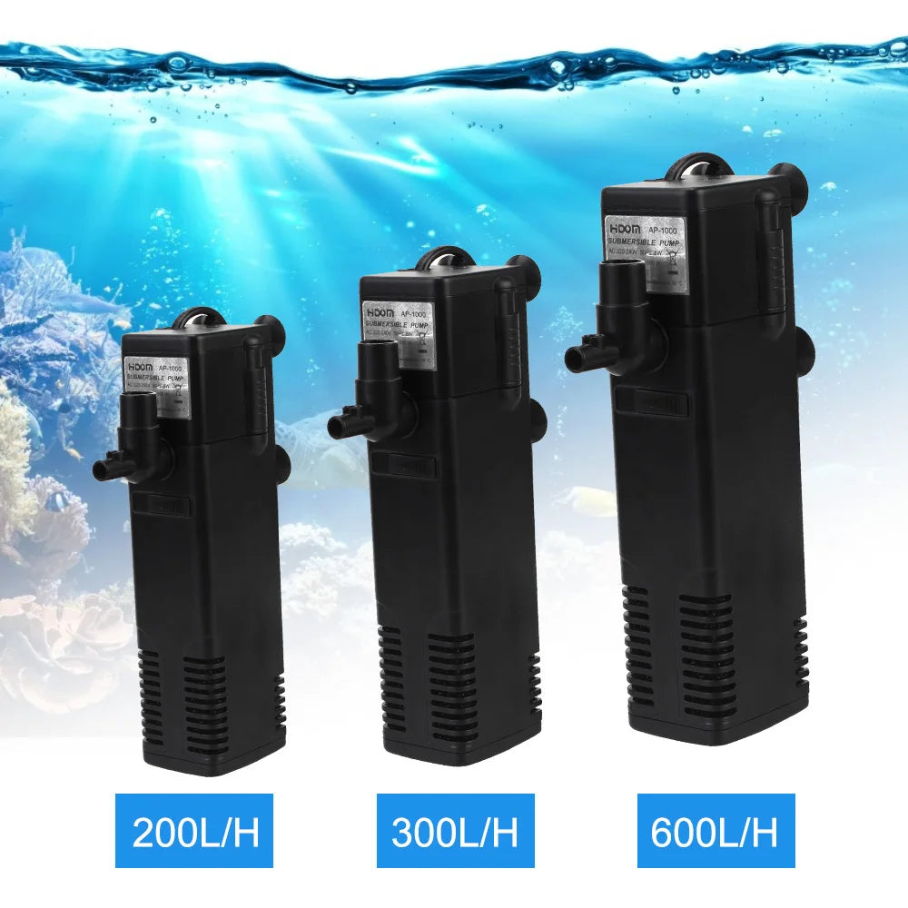 AquaThero Water Filter Pump for Aquariums | Submersible Pump with Filter & Oxygen Supply | For Fresh & Saltwater | EU Plug