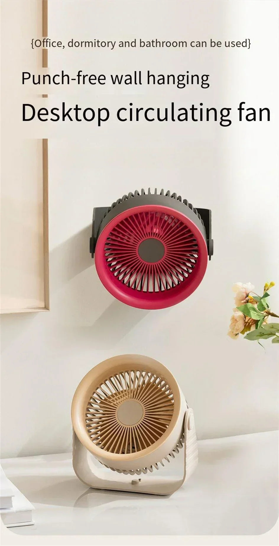 Brisano Mini Fan | 3600 mAh Battery | 4 Levels & USB | Compact & BPA-free