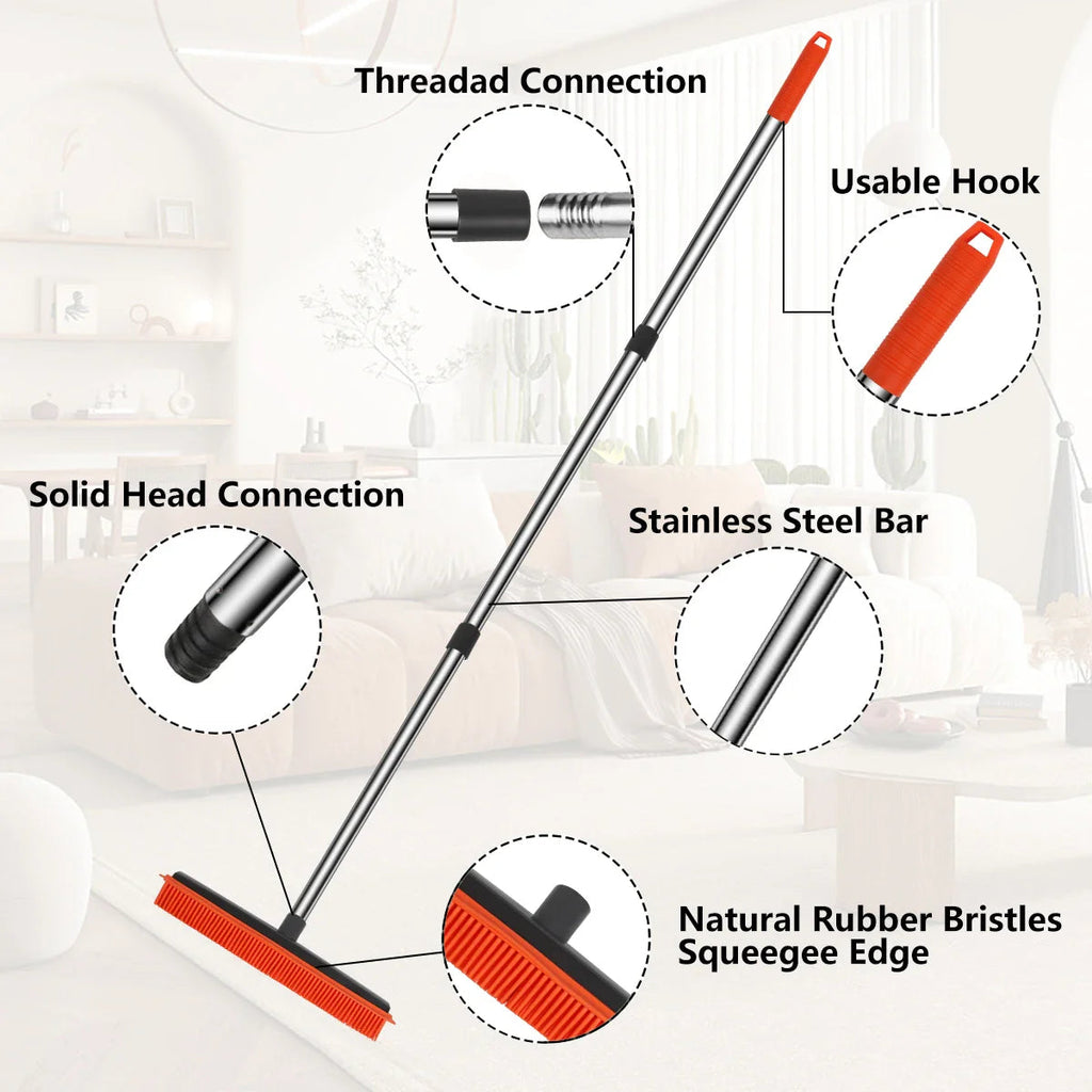 Rubber Brooms Hairless SweepPro | Adjustable Silicone Broom for Pet Hair, Carpet & Windows | For Indoor & Outdoor
