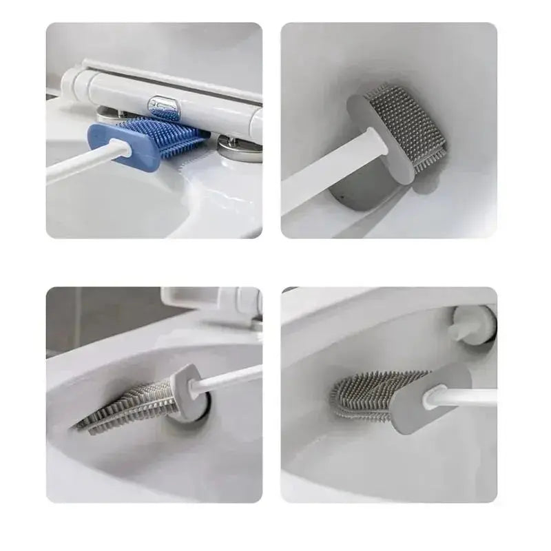 Toilet Brush HygieBrush DuoClean | 2-in-1 Silicone Toilet Brush Set with Wall Mount | Antibacterial & Space-Saving