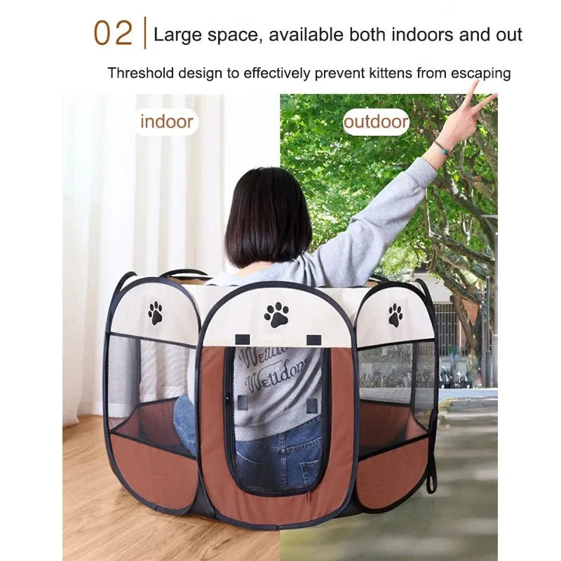 Pawvia Foldable Cat Tent | Portable Outdoor Enclosure for Cats & Small Dogs | Breathable & Washable | 72×72×45 cm