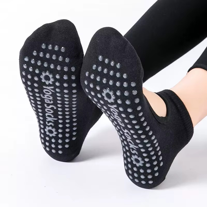 Non Slip Backless Yoga Socks with Breathable Cotton Grip