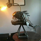 Fishing Light Table Lamp – Handmade Adjustable Lamp with Rustic Fish Design