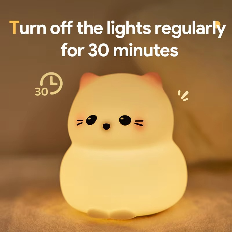 Rechargeable Silicone Cat Night Light - Soft Touch Mood Lamp