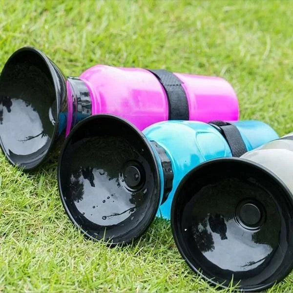 Dog Water Bottle HydroPaws | 2-in-1 with Bowl | Leak-proof & Portable | 500ml | Blue, Pink, Grey