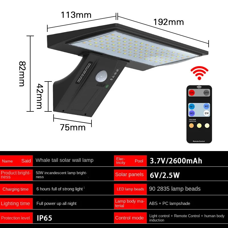 Solargo Lightpro Solar Wall Light Outdoor | Motion Sensor & 4 Modes | 90 LEDs | Waterproof & Extremely Bright