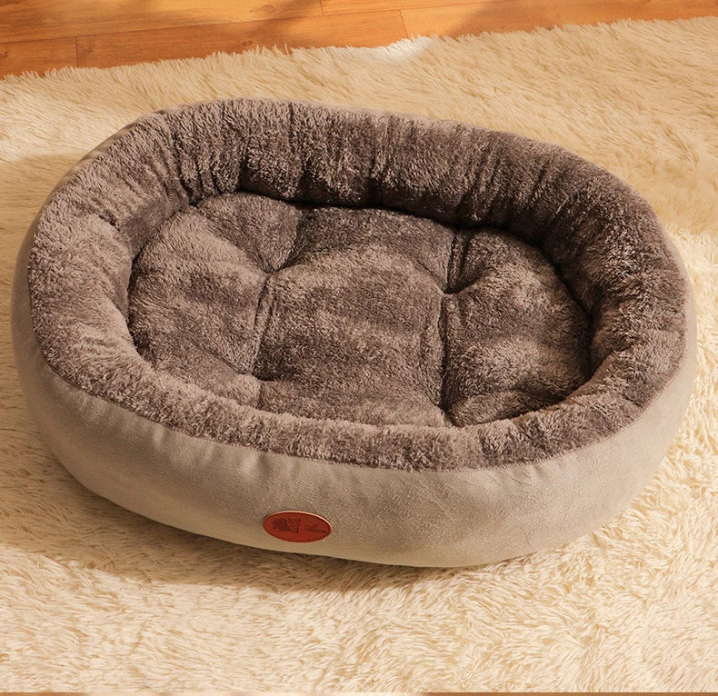 Oval Plush Bed for Dogs & Cats