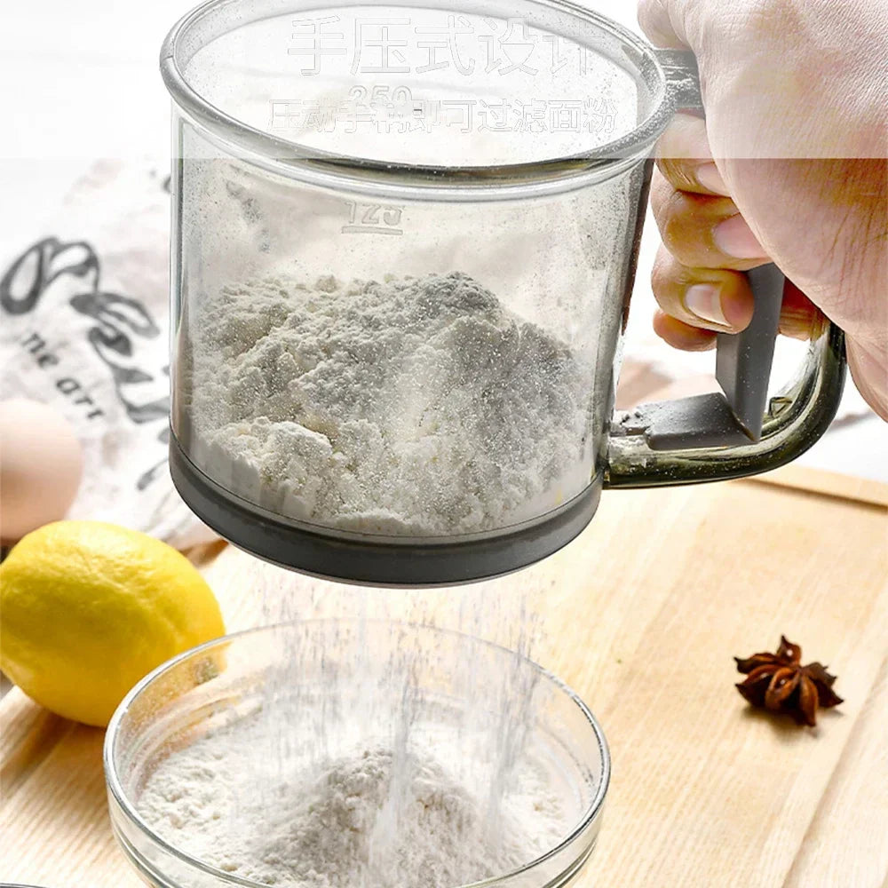 Floura Flour Sifter | One-Hand Operation & Fine Mesh | BPA-Free | 250ml for Flour & Confectioner's Sugar