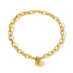 Chunky Paperclip Tassel Ball Bracelet